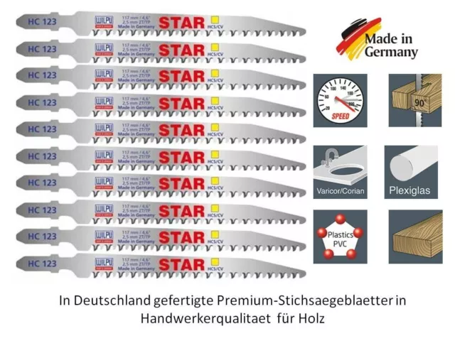 10 Stichsägeblätter für sauberste Schnitte in Holz Kunststoffe 3,0 - 60 mm