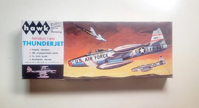 Hawk Republic F 84G Thunder Jet Model Vintage NOS Unassembled Free Shipping