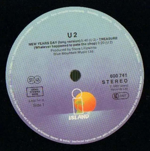 U2(12" Vinyl)New Years Day (Long Version)-Island-600 741-1982-Ex/VG+