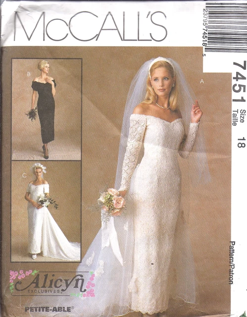 7451 UNCUT VINTAGE McCalls SEWING Pattern Wedding Bridal Gown Bridesmaids  Dress $5.59