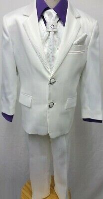 Brand New Boys Formal 4 Piece Suit Boy Prom Wedding Suit In Ivory  Ages 1 To 13