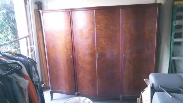 Antique 19th Century French Armoire Wardrobe with Brass Feet and Key