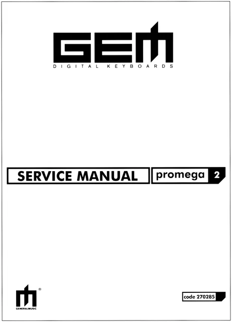 GEM PROMEGA 3 Service Manual Schematic Diagrams Circuit Diagram - PDF £
