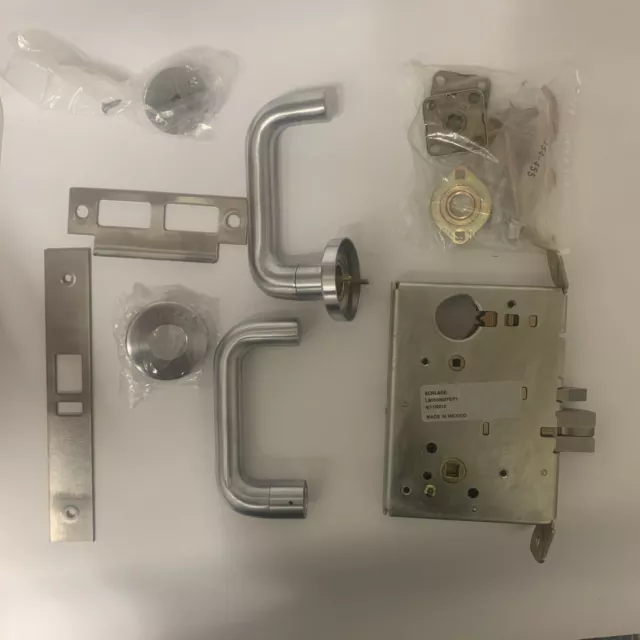 L9050L 03A 626 Schlage Mortise Ent / Office Lock Less Cylinder, Lever and Rose