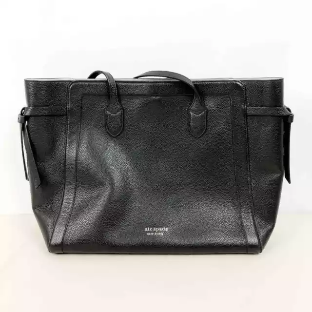 Kate Spade Womens Knott Tote Bag Large Black Leather Laptop Carry Logo