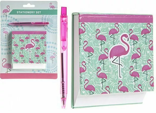 Novelty Flamingo Design Memo Note Pad Notepad Book Paper And Pen Set