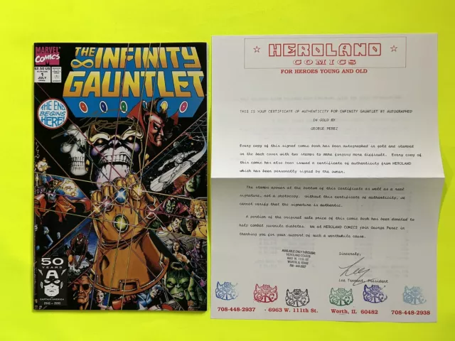 Infinity Gauntlet #1 Signed by George Perez - Gold Ink w/COA Marvel 1991