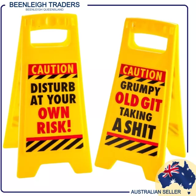 GRUMPY OLD GIT TAKING A SHIT - Novelty Mini Caution Sign - Brand NEW