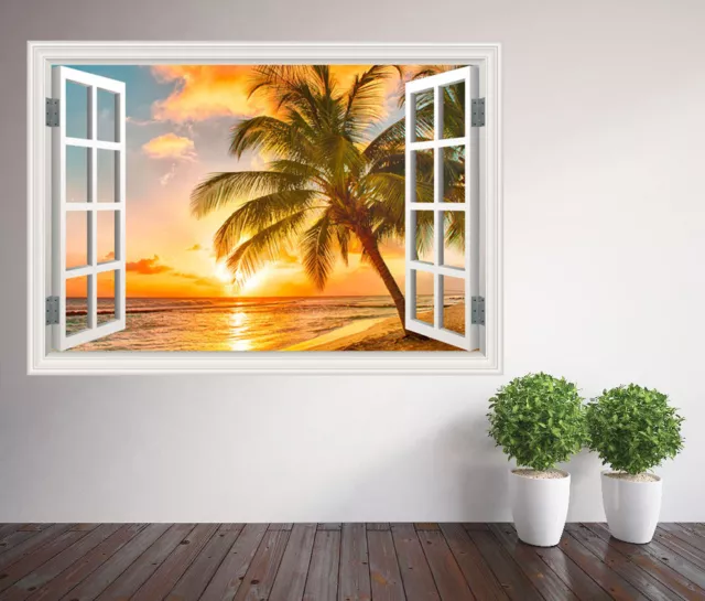 Bellissimo adesivo da parete per finestra palme da spiaggia tropicale palme da parete (25827353ww)