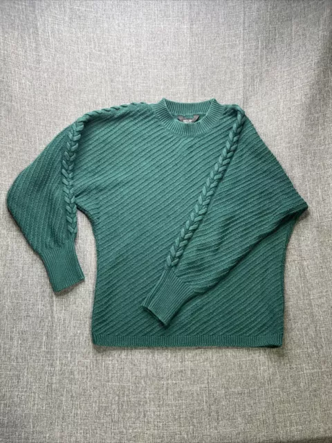 Simply Vera by Vera Wang Knit Sweater Womens Size Medium Green Cable Knit