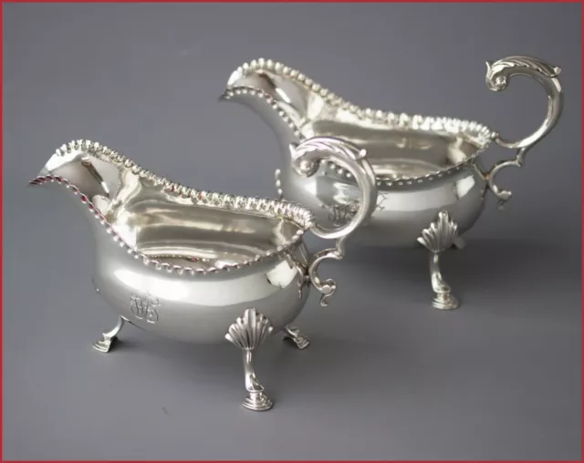 A Very Fine Pair of George III Silver Sauceboats, London 1768 by W & J Priest