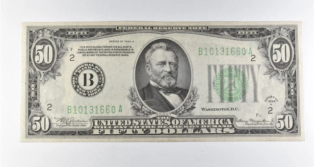 1934-A $50 New York, NY Federal Reserve Note Green Seal *2875