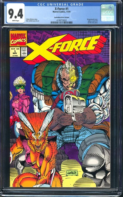 X-Force #1 Cgc 9.4 Newsstand $2 Australian Cover Price Variant Rare Cable Domino