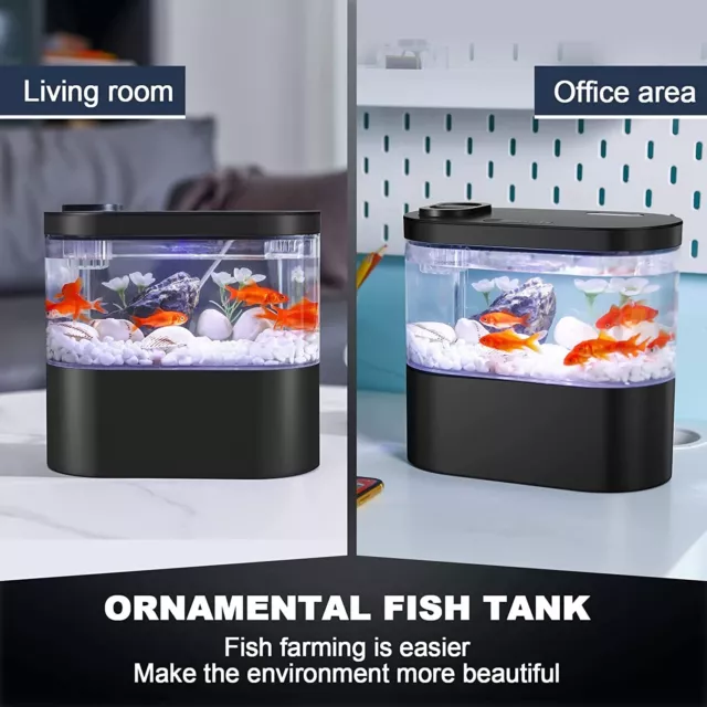 Desktop Fish Tank Mini Aquarium With USB Ports 4 Liters (top and below)  ≈ 1 gal 2