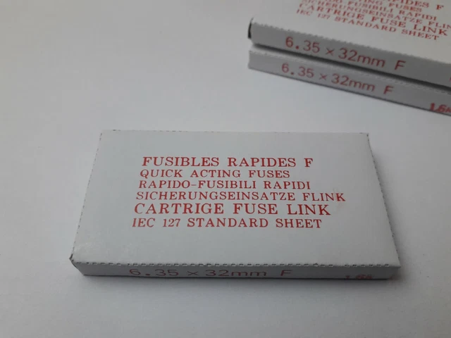 Fusible en verre rapide 6.35x32mm 250V.1.6A (1boite de 10).RAPIDE F.F1.6A250V