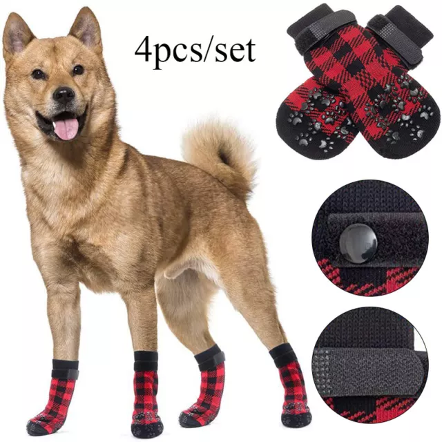 Non-Slip Dog Socks Knitted Pet Puppy Shoes Christmas for Small Medium Large Dogs