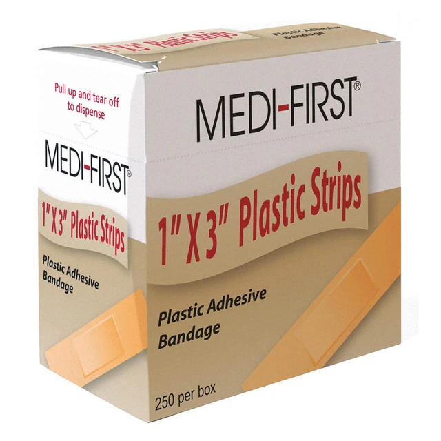 GRAINGER APPROVED 60048 Strip Bandages,Beige,1" L x 3" W,PK250