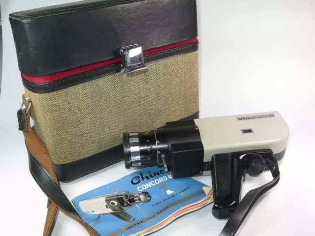 Vintage Chinon Concord B 8mm Cine Cámara en Estuche Con Instrucciones