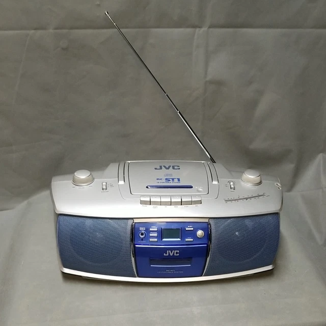 JVC AM/FM RADIO CD Cassette Player RC-ST1 Silver BoomBox Tested $35.00 ...