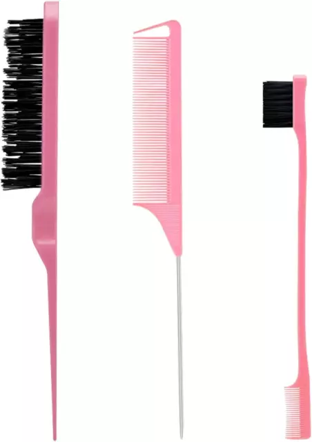 3 Pcs Slick Back Hair Brush Set, Slick Brush Edges Brush Back Combing Brushes