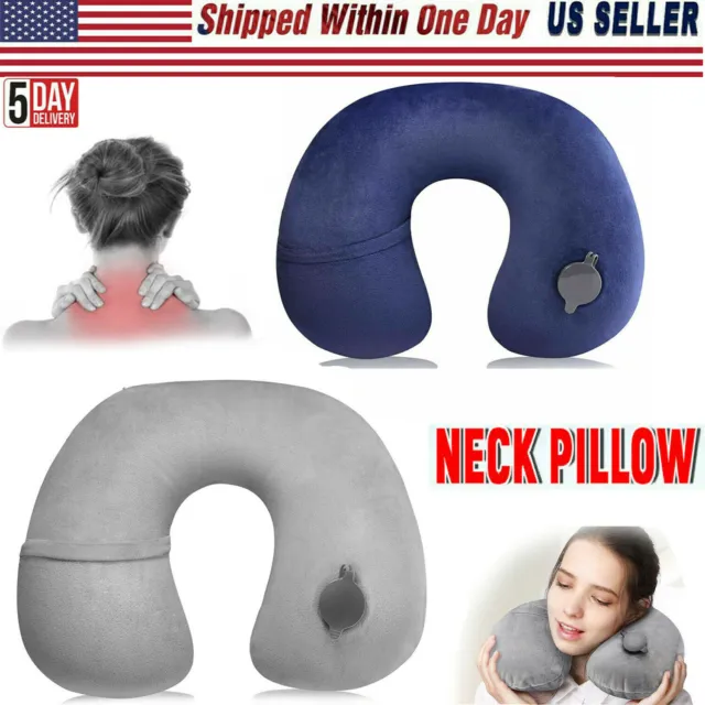 Air Inflatable Neck Support Pillow U Shape Comfort Cushion For Travel Car Flight