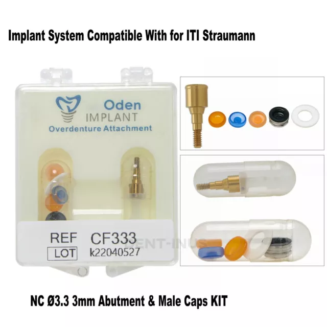 Dental Attachment Abutment&Overdenture Male Caps Kits fits ITI NC Ø3.3 3mm