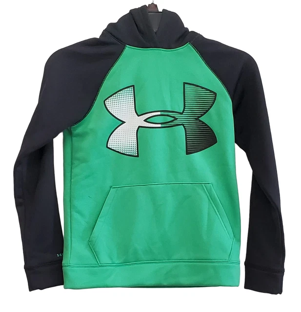 Under armour Ragazzi Storm1 Lungo Cappuccio a Tasca Centro Logo, Verde Nera, Ysm