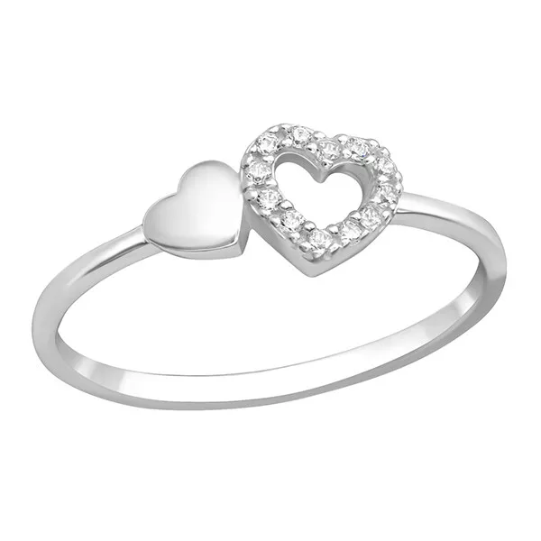 Schöner Damen 925 Silber Ring Zirkonia Herz Verlobungsring Geschenk Valentinstag