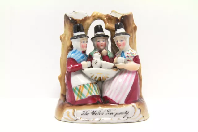 'The Welsh Tea Party' Porcelain Vase Figure. Antique / Vintage. Made in Germany