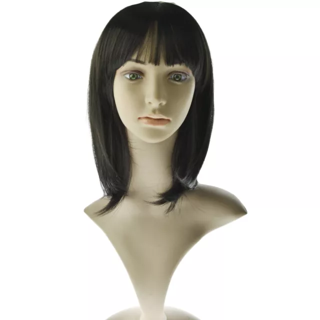 Women Lady Bob Short Straight Full Wig with Bangs Party Cosplay Hair Wigs Black