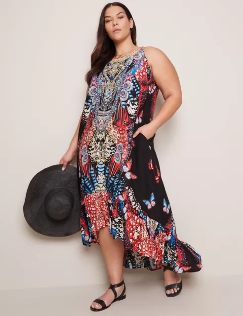 AUTOGRAPH - Plus Size - Womens Dress -  Sleeveless Tiered Hem Maxi Dress