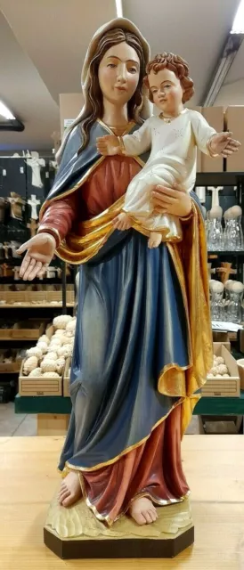 70cm Neue Wunderschöne Geschnitzte Muttergottes Maria mit Kind, Madonna Holz