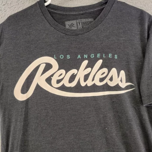 Young Reckless Shirt Mens M Medium Gray Los Angeles T Shirt Skateboarding Casual 2