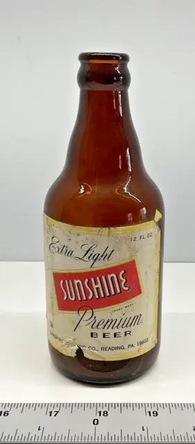 Vintage Extra Light Sunshine Premium Beer Bottle 12 oz. Reading, PA Breweriana
