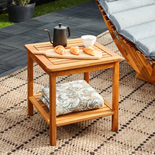 CASARIA® Gartentisch Wetterfest Holz FSC® Garten Balkon 45x45cm Beistelltisch