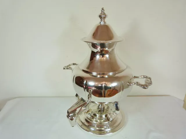 MELLON SHAPED TEA HOT WATER URN w BURNER #350 SILVER PLATE BY VICTORIAN PLATE