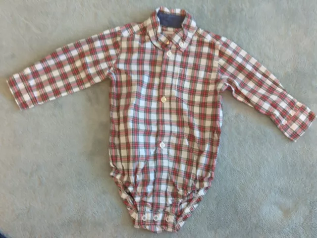 Carters Collar Shirt Bodysuit Baby Boys 9 Month Plaid Long Sleeve Pocket