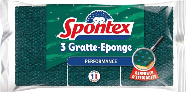 SPONTEX Performance - 1 Paquet de 3 éponges de nettoyage de cuisine, torchons