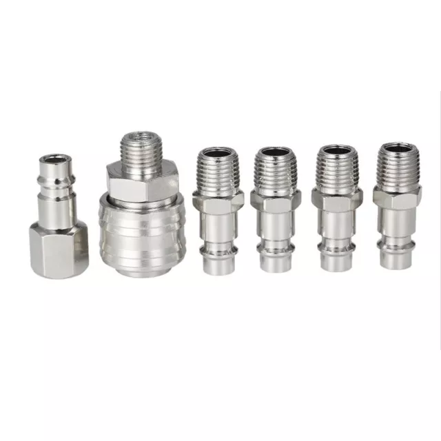 Easy to Install 1/4 inch BSP Air Line Hose Compressor Fitting Set 6 Connectors