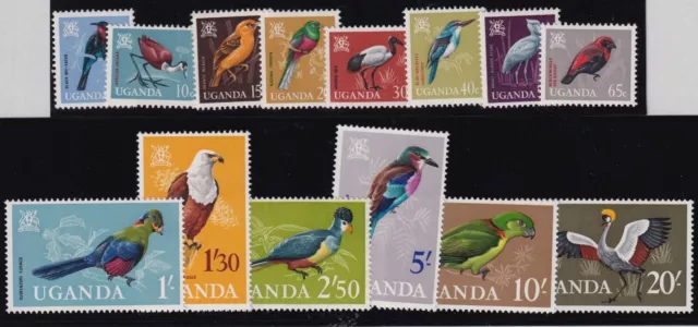 Uganda 1965 QEII Birds set complete superb MNH. SG 113-126. Sc 97-110.