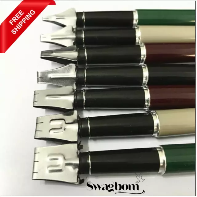 7pcs Fountain Pen Parallel Black Ink Pen Set 2mm-11mm Calligraphy Writing Set