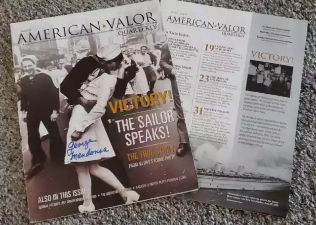 GEORGE MENDONSA THE KISSING SAILOR Autographed Magazine Cover