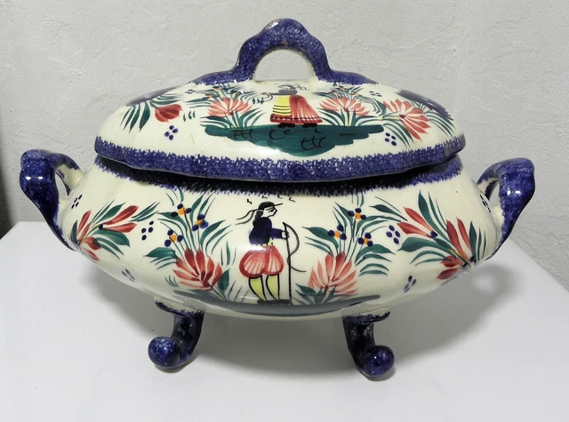 Assiette Murale En Faïence HB Quimper - La Hubaudière Bousquet - Breton - 27,5 Cm - Occasion F176 PM