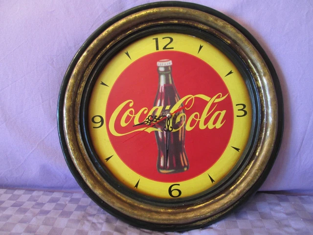 Coca Cola - Orologio Pubblicitario In Legno Da Parete - Vintage Originale
