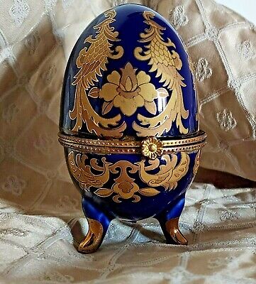 da Collezione Keren Kopal portagioie a Forma di Uovo Russo Idea Regalo per la casa Uovo Fabergé Blu con Perla Decorato con Cristalli 