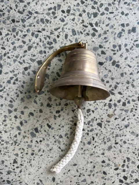 Antique Look Brass Ship Bell Nautical Door Bell With Wall Mounted Bracket