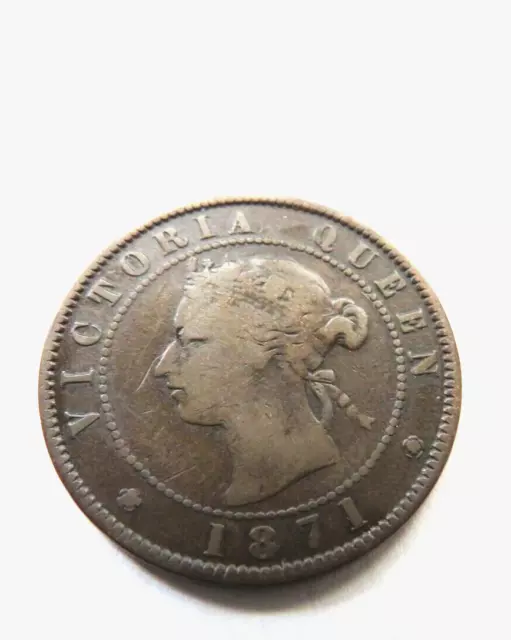 1871 Victoria Queen Prince Edward Island One Cent Coin