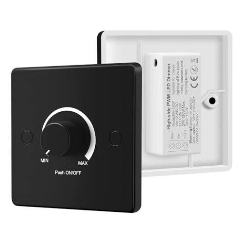 VIPMOON DC 12V-24V LED Dimmer Switch, Push ON/OFF Rotary Control Dimmer ...