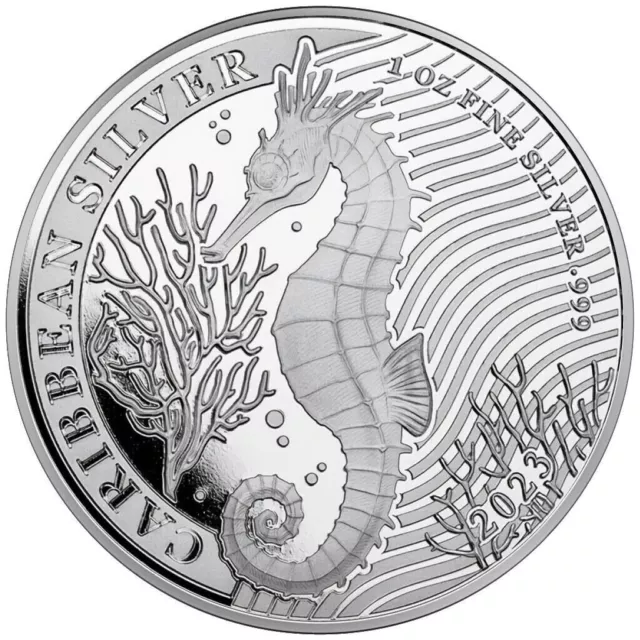 Seahorse / Seepferdchen Barbados 2023 Silbermünze  1 oz  999 1 $ * St/Bu *