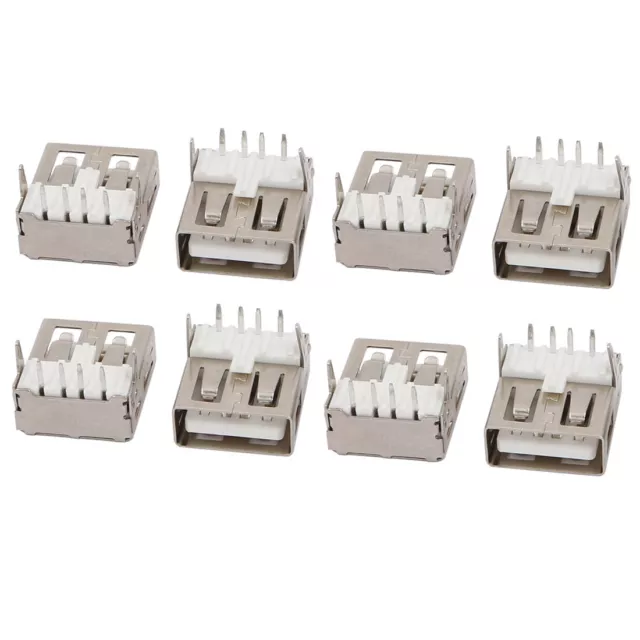 8pcs USB 2.0 Type-A Female Jack 4-Terminals 90 Degree PCB Socket Connector